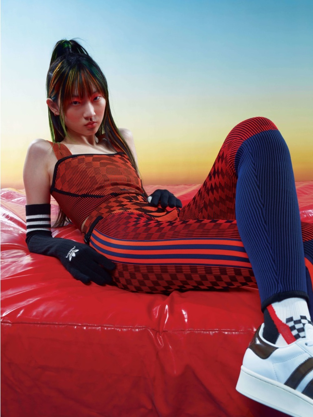 Adidas x Paolina Russo Knit Set Orange Check Top And Leggings Sz M Rare F1 Style